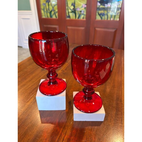 Ruby Red Vintage Imperial Hoffman House Glass Goblets. - Picture 5 of 7